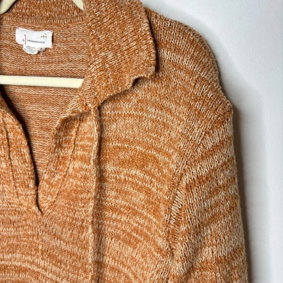 Anthropologie Carlotta Knit Sweater Pullover Rust Cream  Size M Boho Cottagecore - Picture 6 of 8